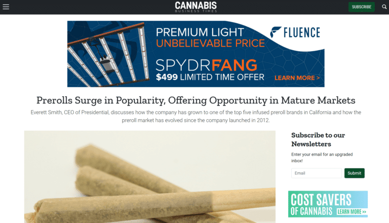 CANNABIS BUSINESS TIMES PREROLLS SURGE IN POPULARITY