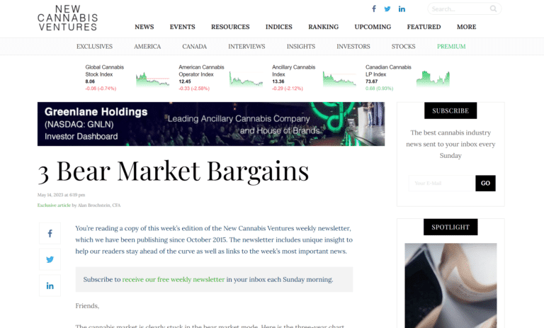NEW CANNABIS VENTURES 3 BEAR MARKET