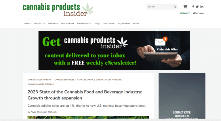 SNIP cannabis products insider 2023 state of the cannabis food and beverage