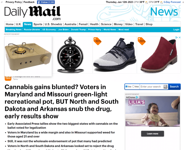 snip daily mail cannabis gains blunted