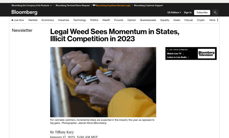 snip bloomberg legal weed sees momentum