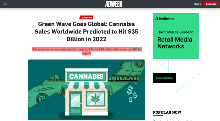snip adweek global cannabis sales