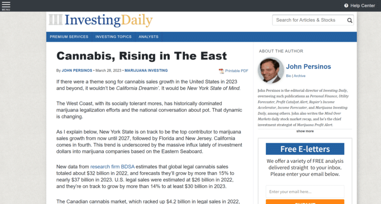 INVESTING DAILY CANNABIS RISING IN THE EAST